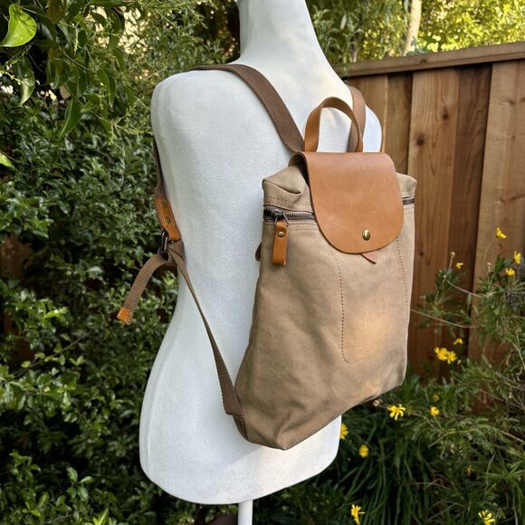 Brown Tan Canvas & Leather travel school Backpack Medium main image 4